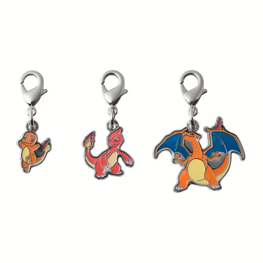 Pokémon Center Charizard, Charmeleon & Charmander 3-piece Charm Keychain