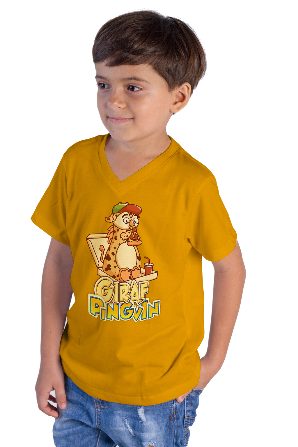 GirafPingvin Ananas på Pizza T-shirt
