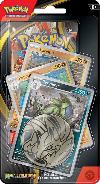 Pokemon Blister Pack - 1-Pack Premium Checklane Blister: 1 Mega Evolution: Base Set Booster Pakke + Tyranitar Line Promos