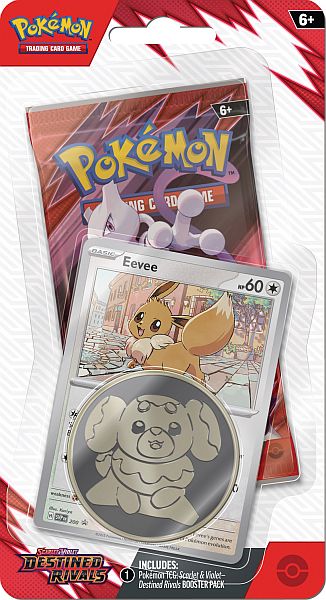 Pokemon Blister Pack - 1-Pack Checklane Blister: 1 Scarlet & Violet: Destined Rivals Booster Pakke + Eevee Black Star Promo